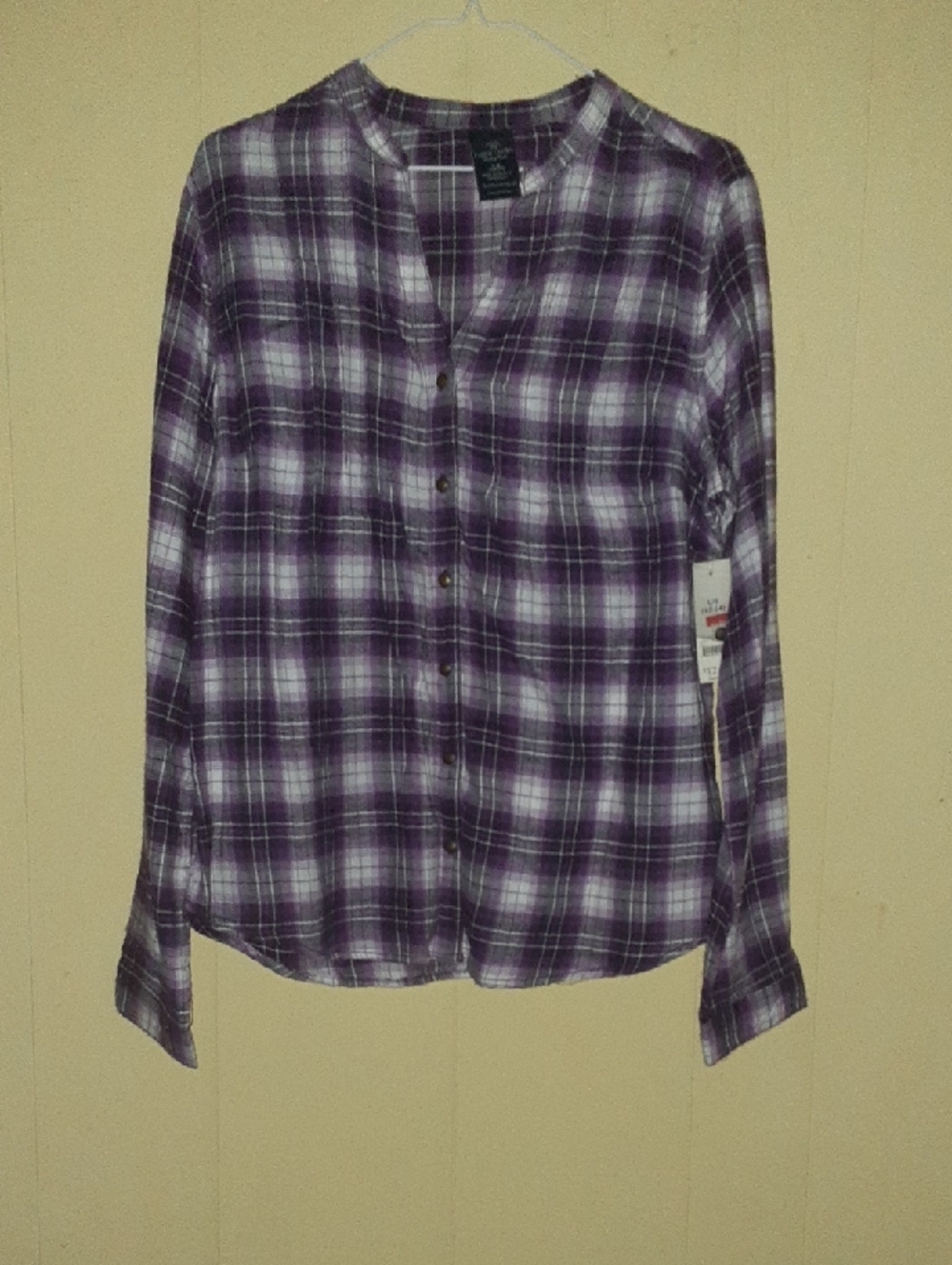 Faded Glory Purple & White Plaid Shirt